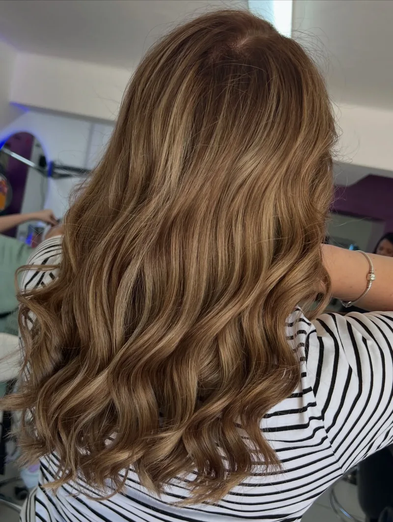 Warm honey balayage transformation