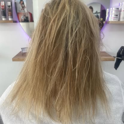 Before — rough ombre with dark roots